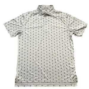 Peter Millar Summer Comfort Polo Medium Grey Black Skulls Short Sleeves Collared